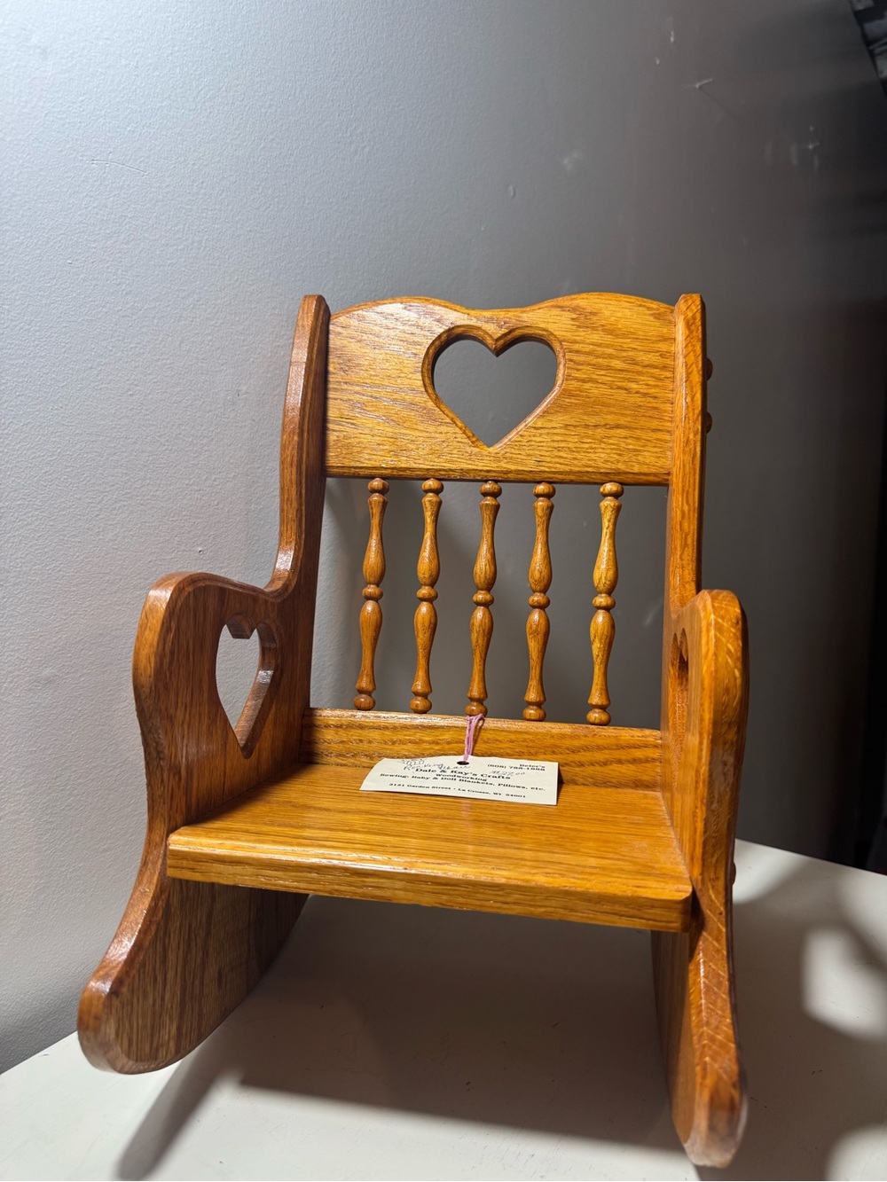 Handcrafted Oak Heart Rocking Chair Accent - Oak Finish